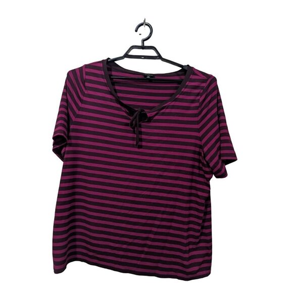 Talbots plus womens size 2X top blouse stipes bow pullover short sleeve - Picture 3 of 7